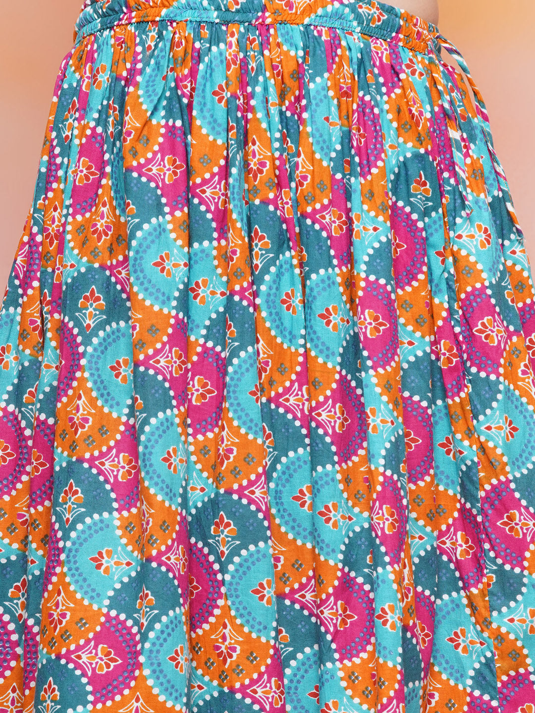 Festive Bloom Pink Girls Cotton Lehenga Choli Set - AJ Dezines