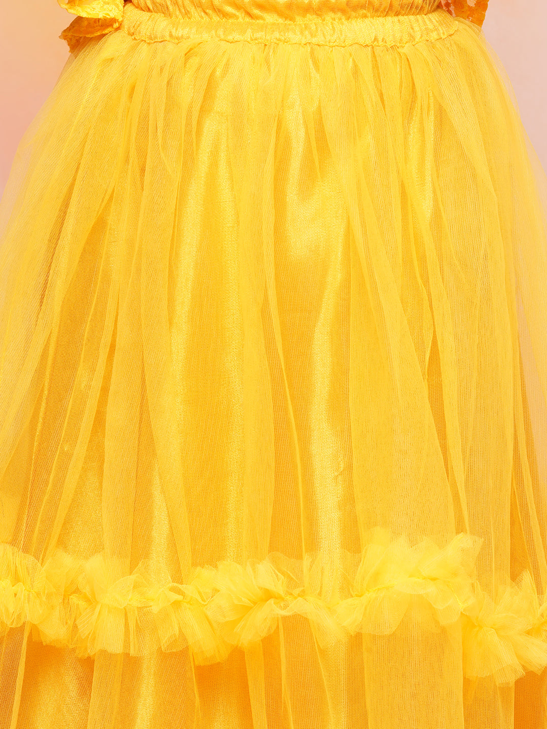 Kids Girls Yellow Chikankari Georgette Lehenga Choli - AJ Dezines