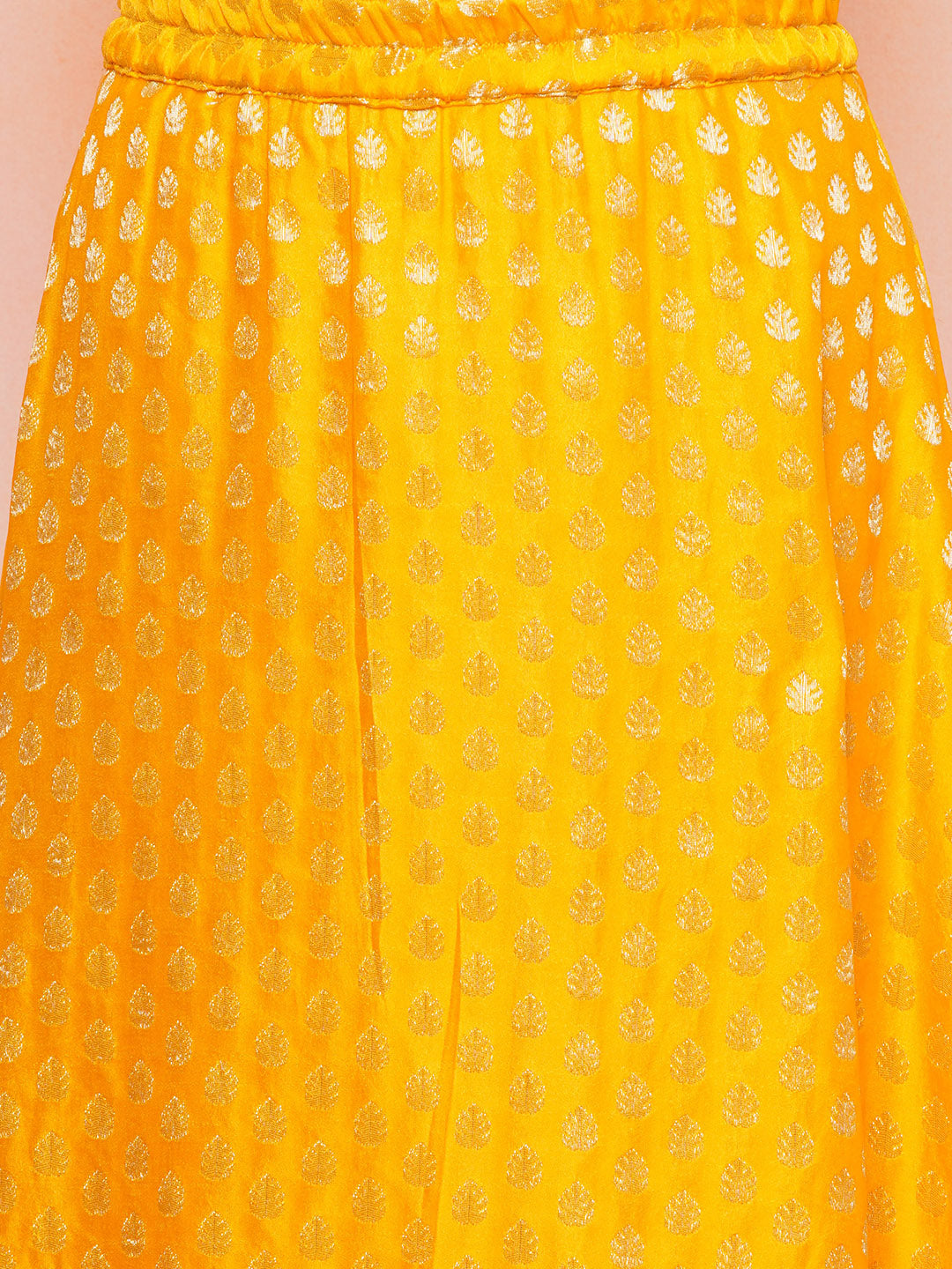 Kids Girls MUSTARD Brasso Jacquard/Brocade Lehenga Choli - AJ Dezines