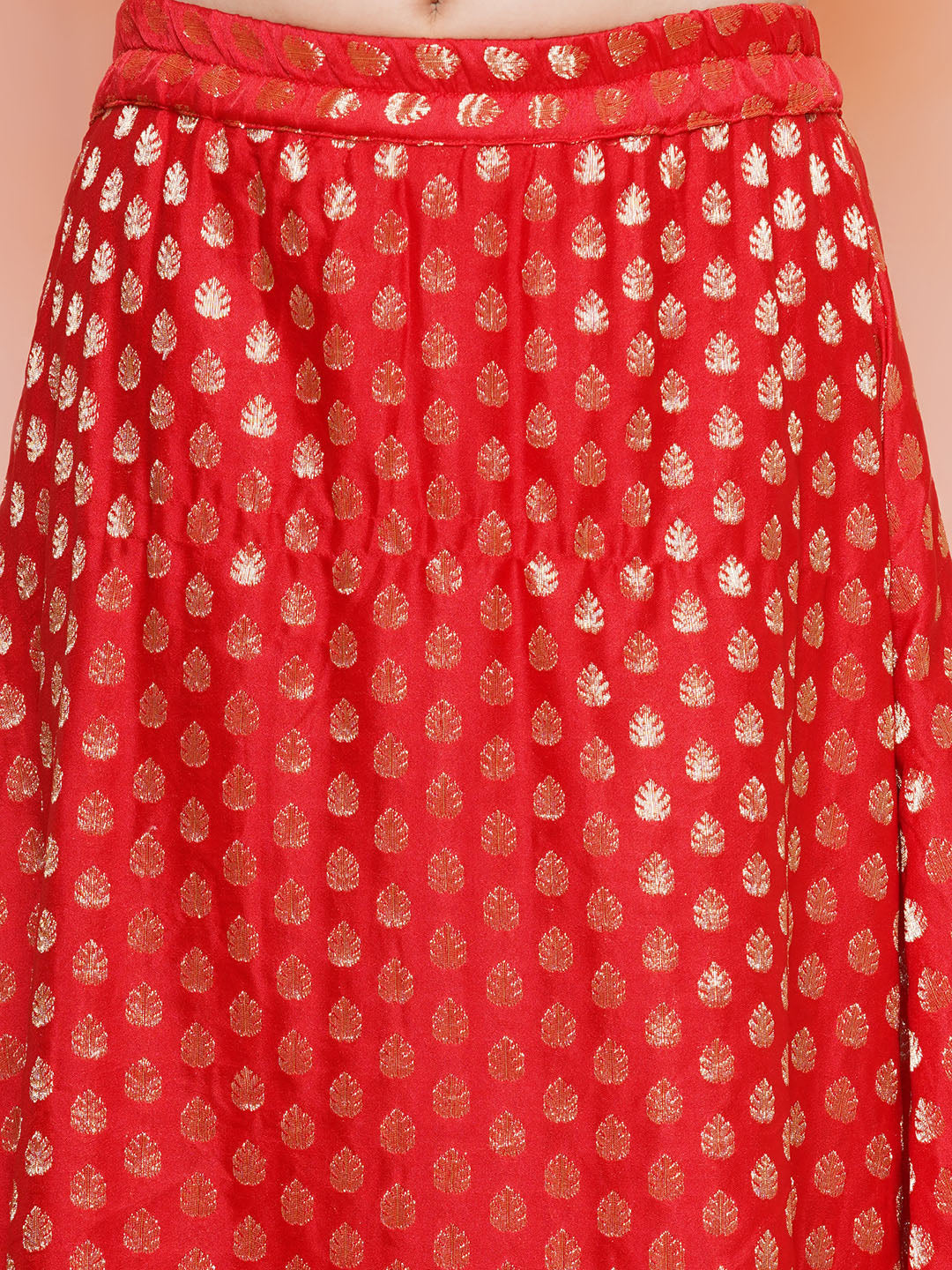 Kids Girls RED Brasso Jacquard/Brocade Lehenga Choli - AJ Dezines