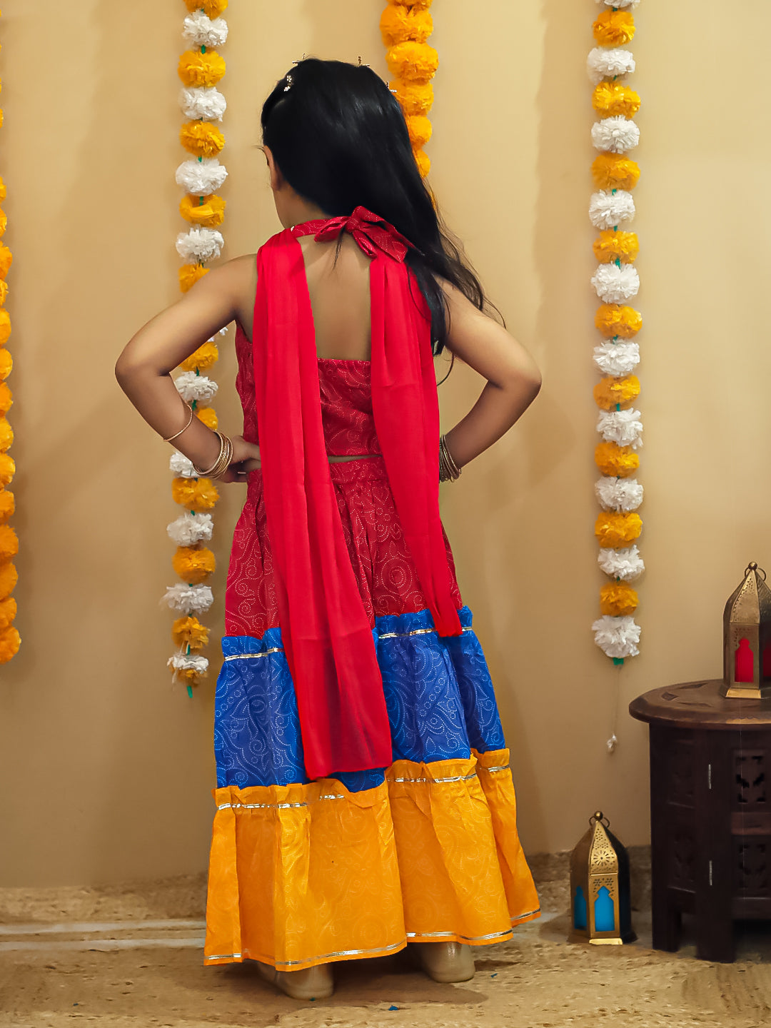 Red Cotton Sleeveless Floral Printed Lehenga Choli - AJ Dezines