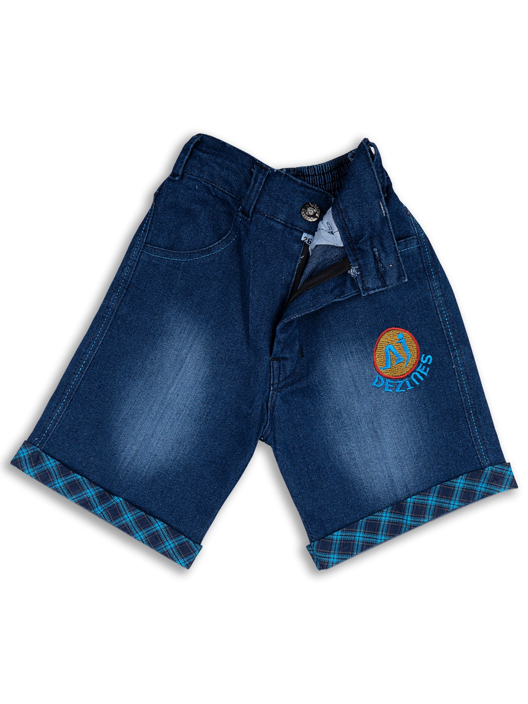 Kids Boys Turquoise Blue Checkered Cotton Blend Top & Bottom Set - AJ Dezines