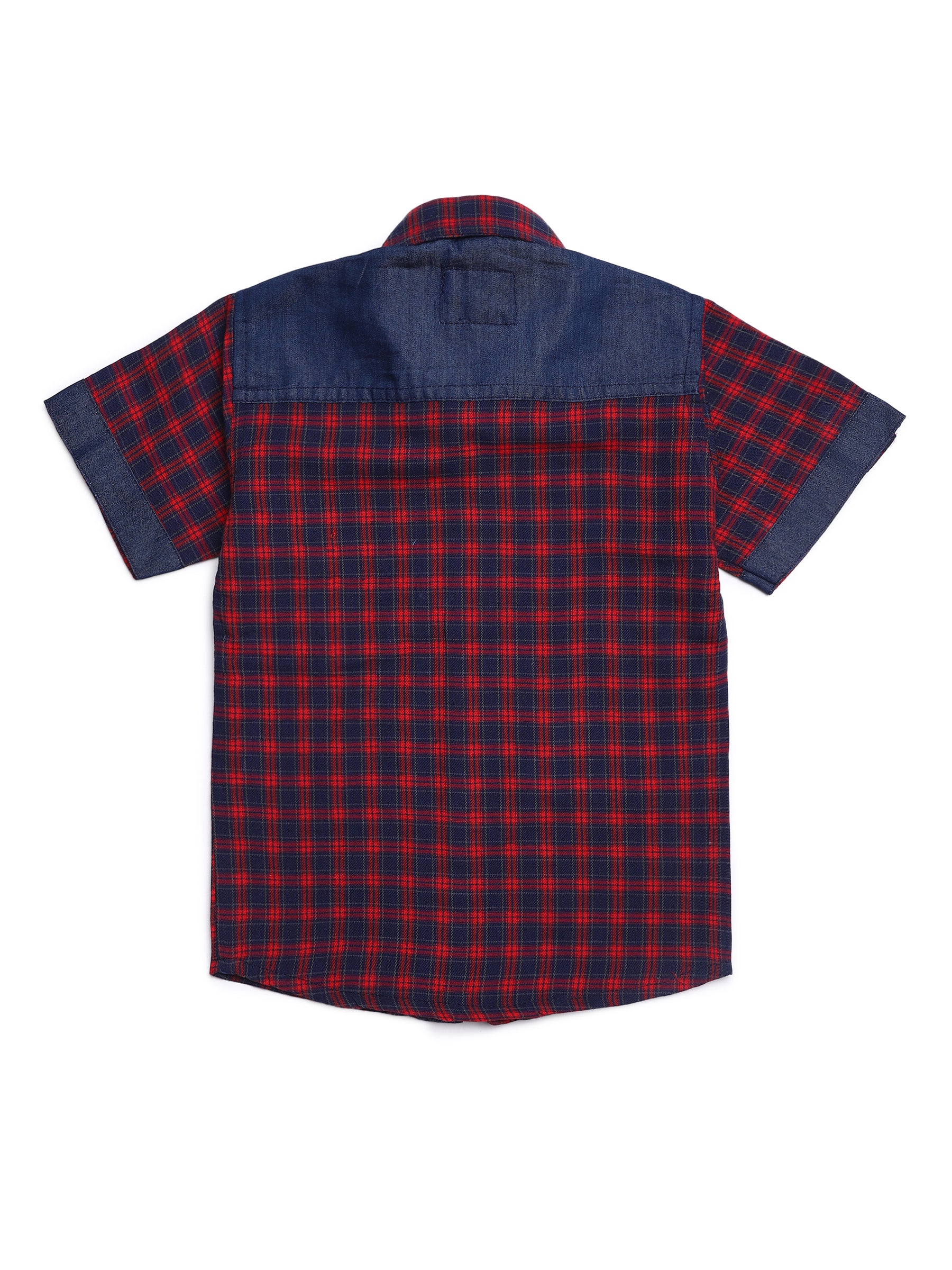 Kids Boys Red Checkered Cotton Blend Top & Bottom Set - AJ Dezines