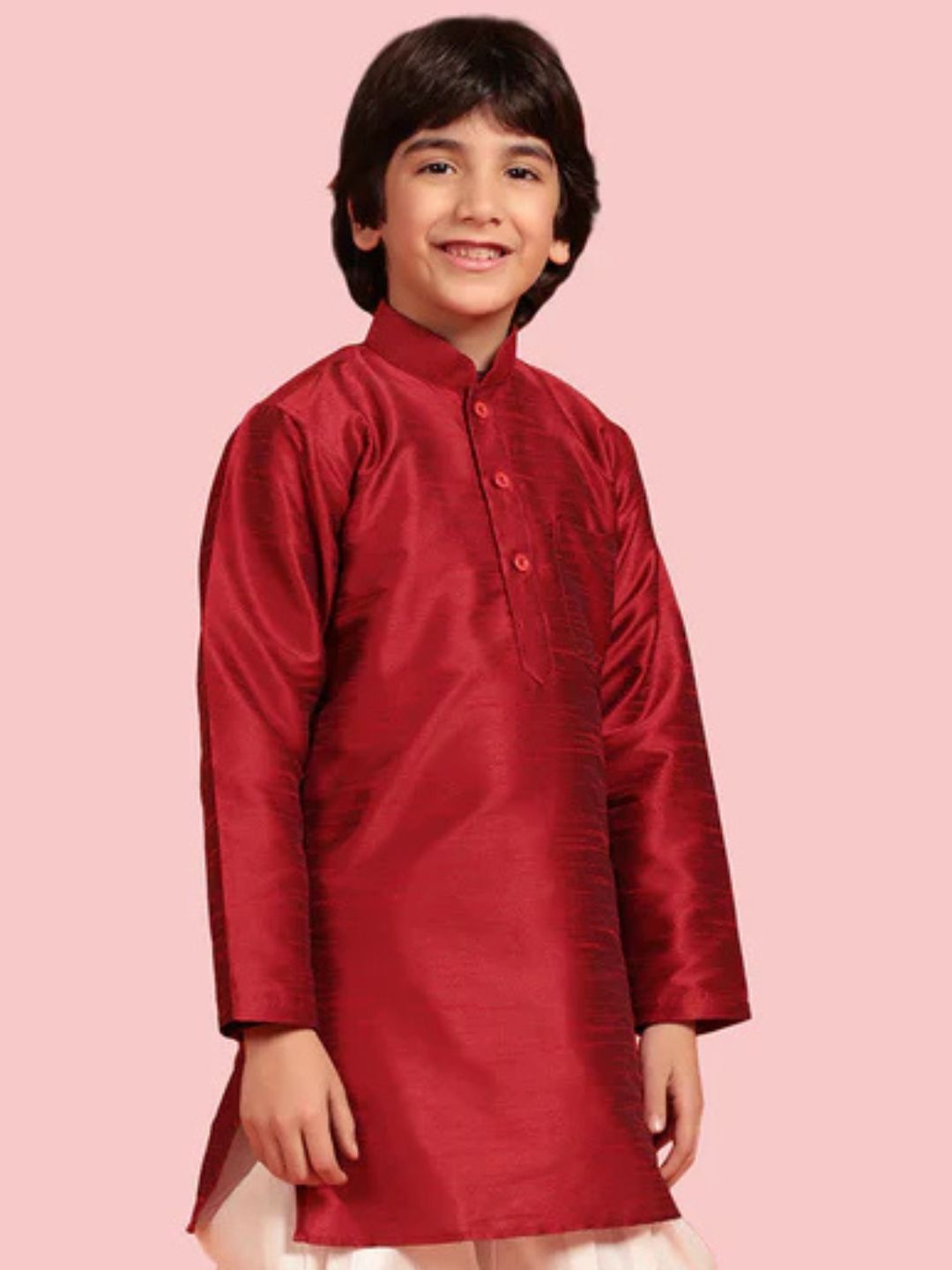 Kids Silk Blend Kurta Pyjama Set for Boys