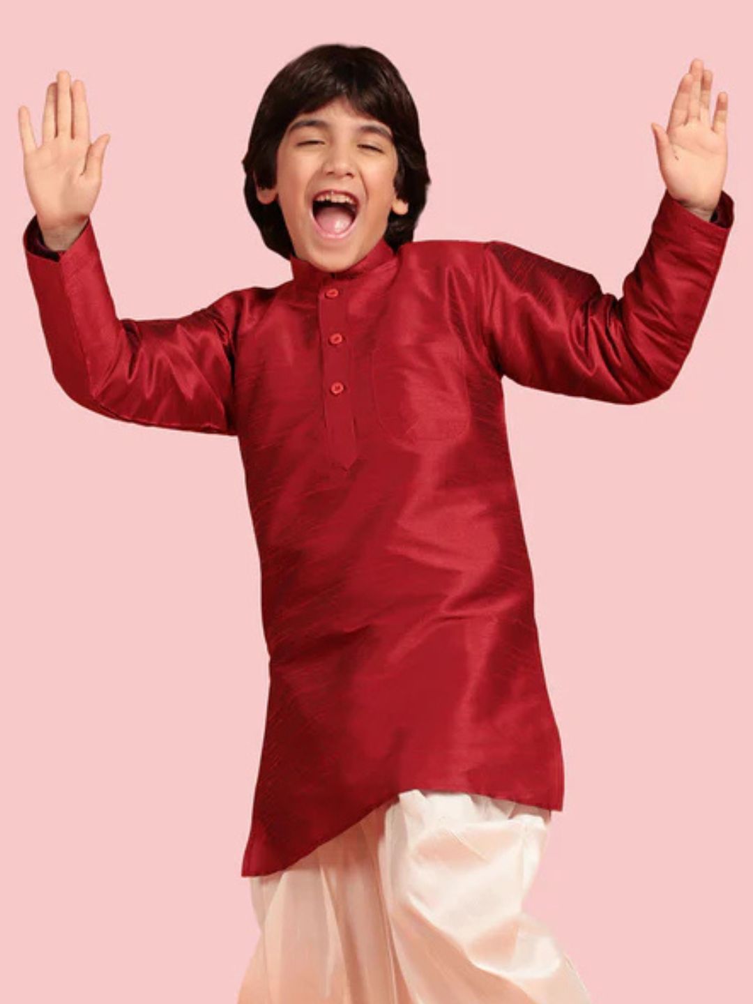 Kids Silk Blend Kurta Pyjama Set for Boys
