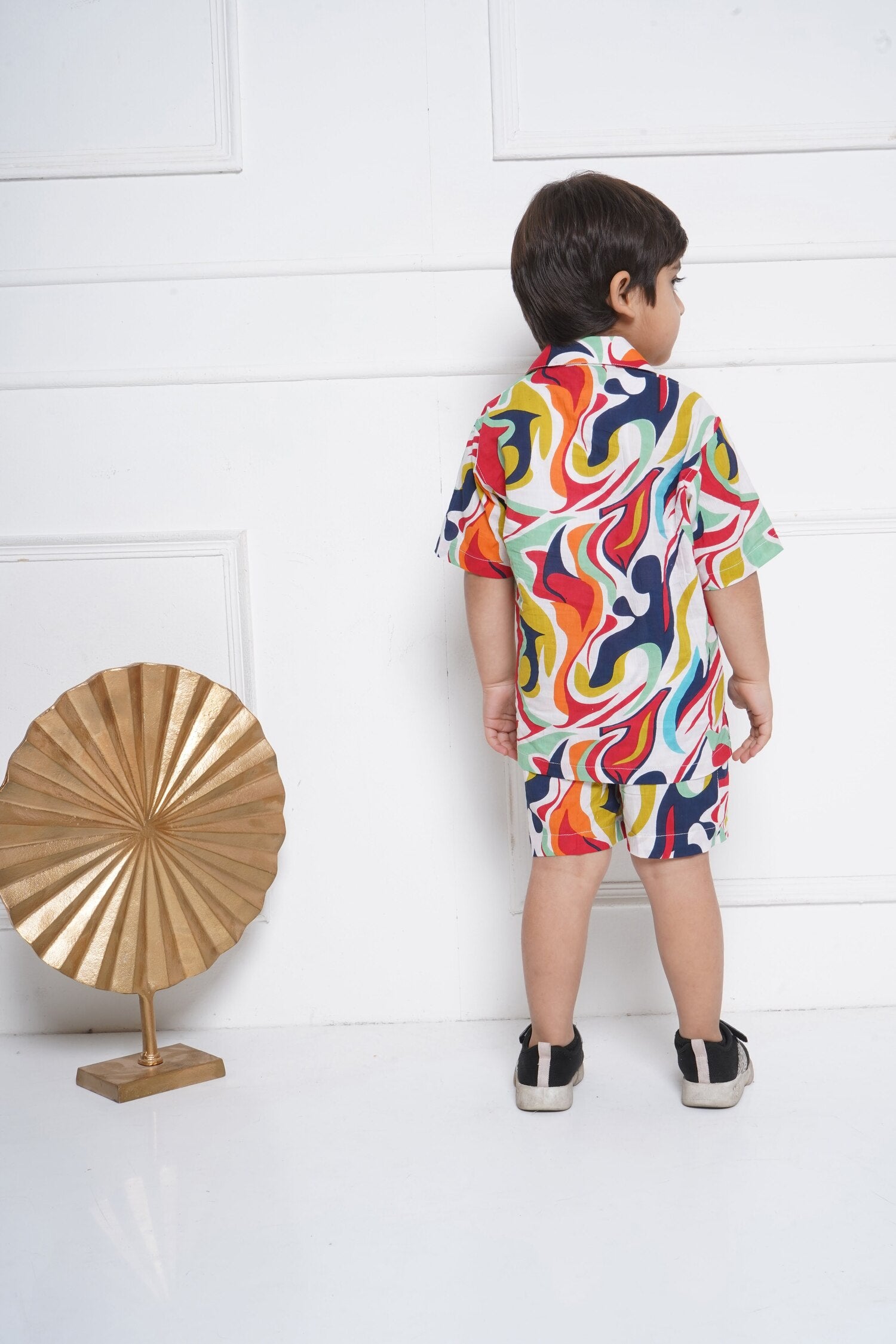 Kids Boys Blue Abstract Print Cotton CO-Ords Set - AJ Dezines