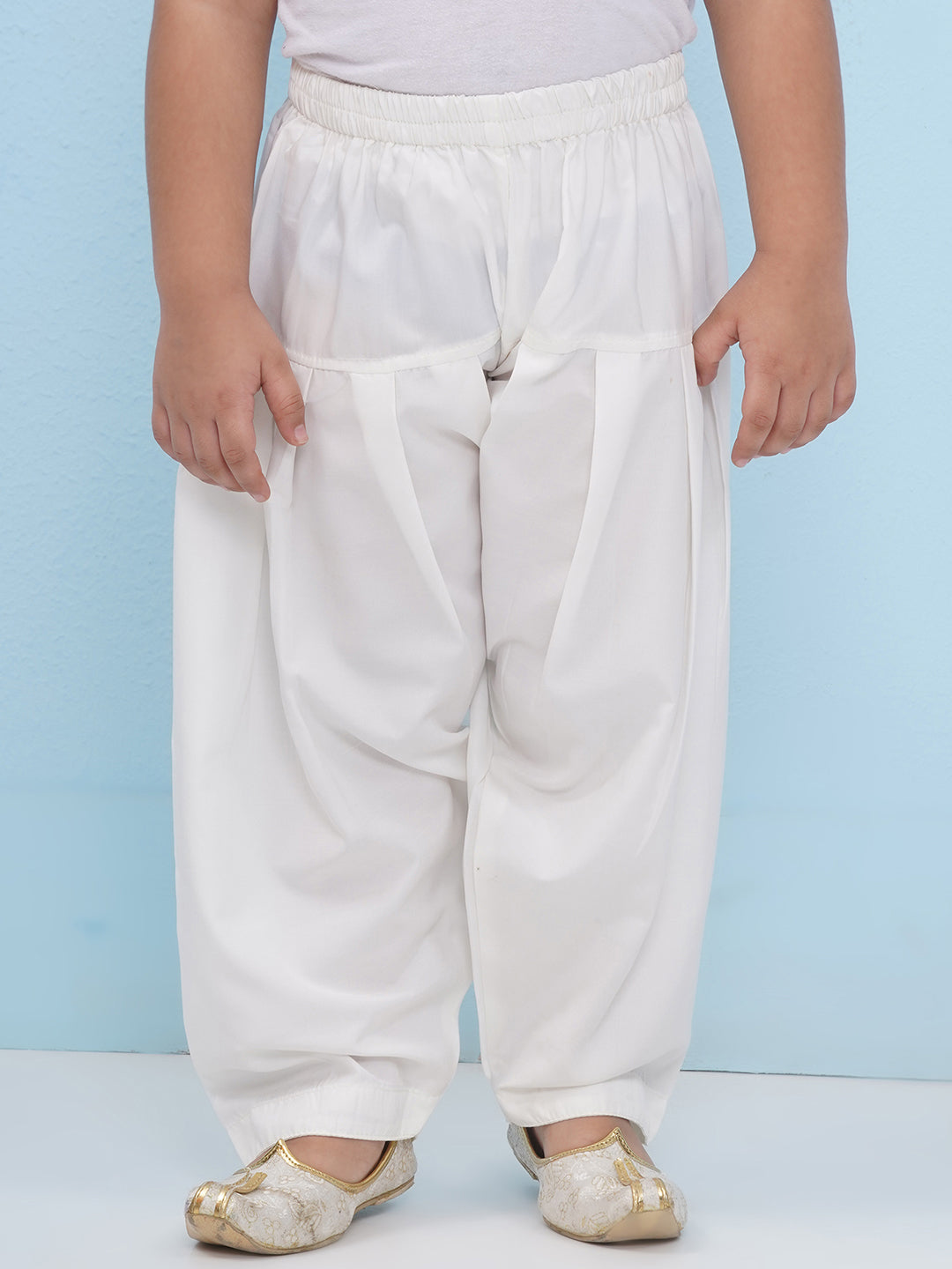 White Cotton Solid Comfortable Festive & Traditional Wear Pyjama for Boys - AJ Dezines