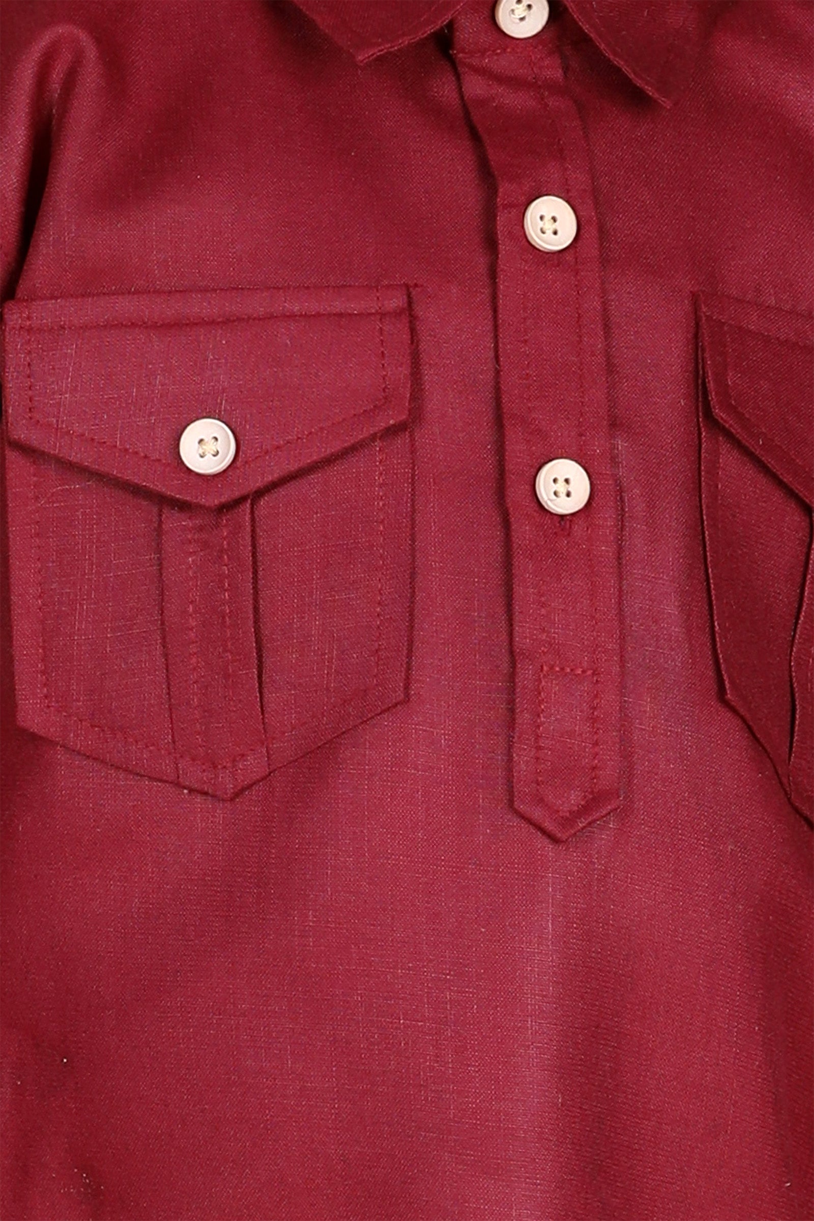Boys Maroon Solid Cotton Pathani Suit for Kids - AJ Dezines