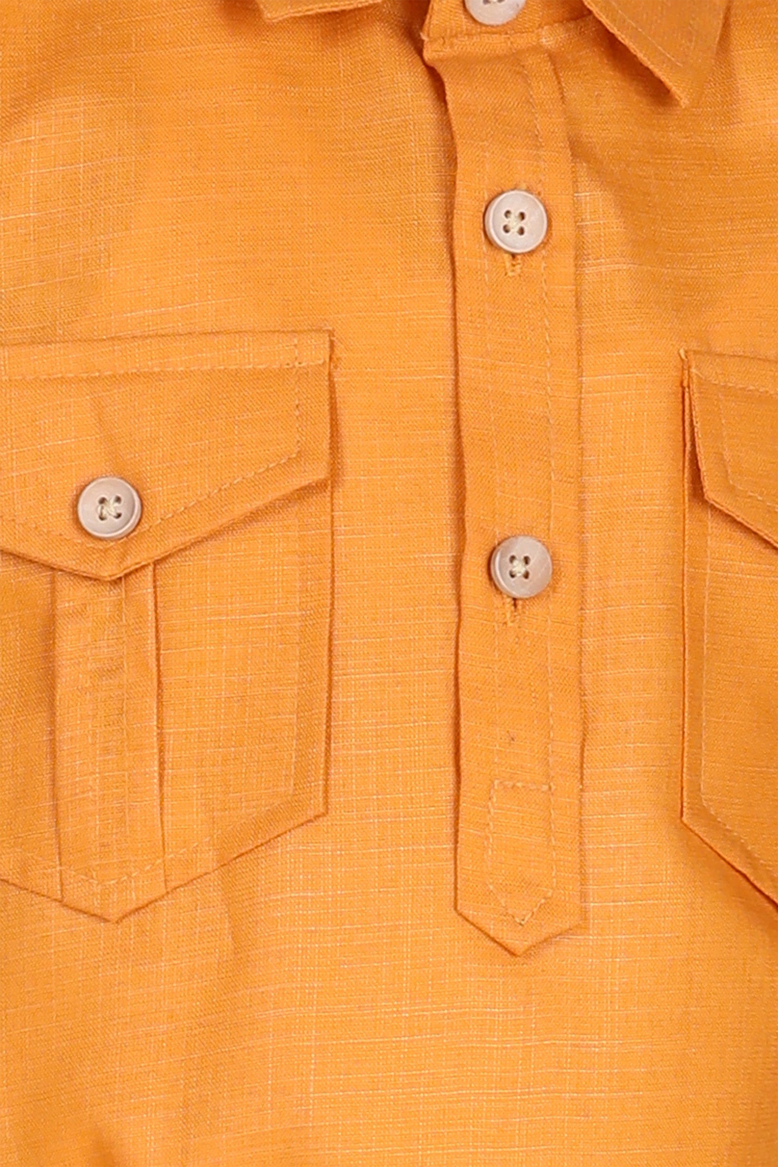 Boys Orange Solid Cotton Pathani Suit for Kids - AJ Dezines