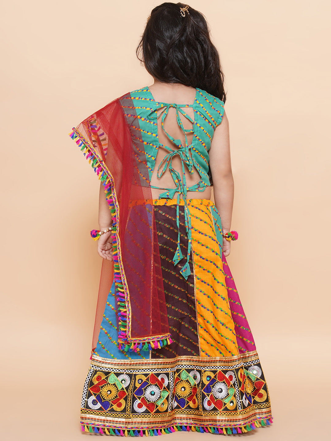 Girls Multi Color Kathyavadi Cotton Lehenga Choli for Festivals - AJ Dezines