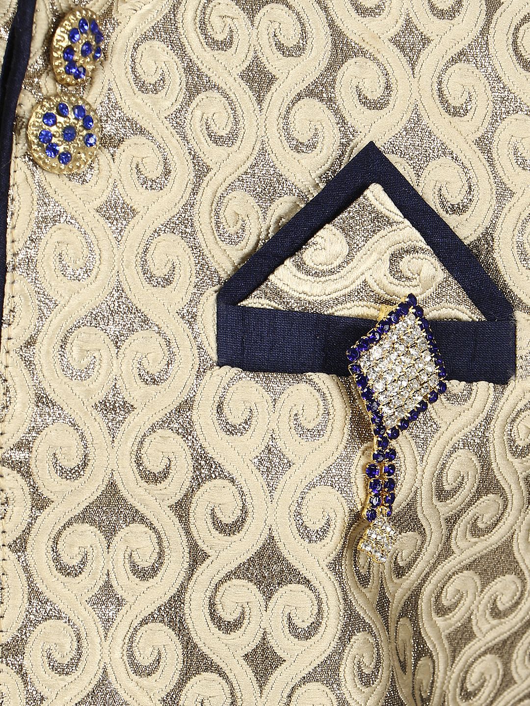 Cotton Silk Blue Kurta Pajama Waistcoat Set for Kids Boys - AJ Dezines