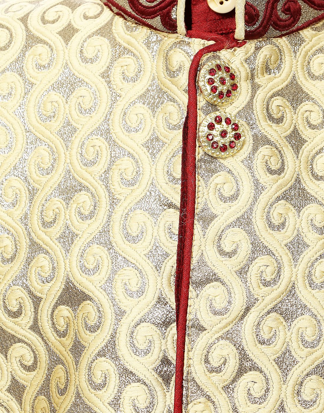 Cotton Silk Maroon Kurta, Pajama & Waistcoat Set for Kids Boys - AJ Dezines