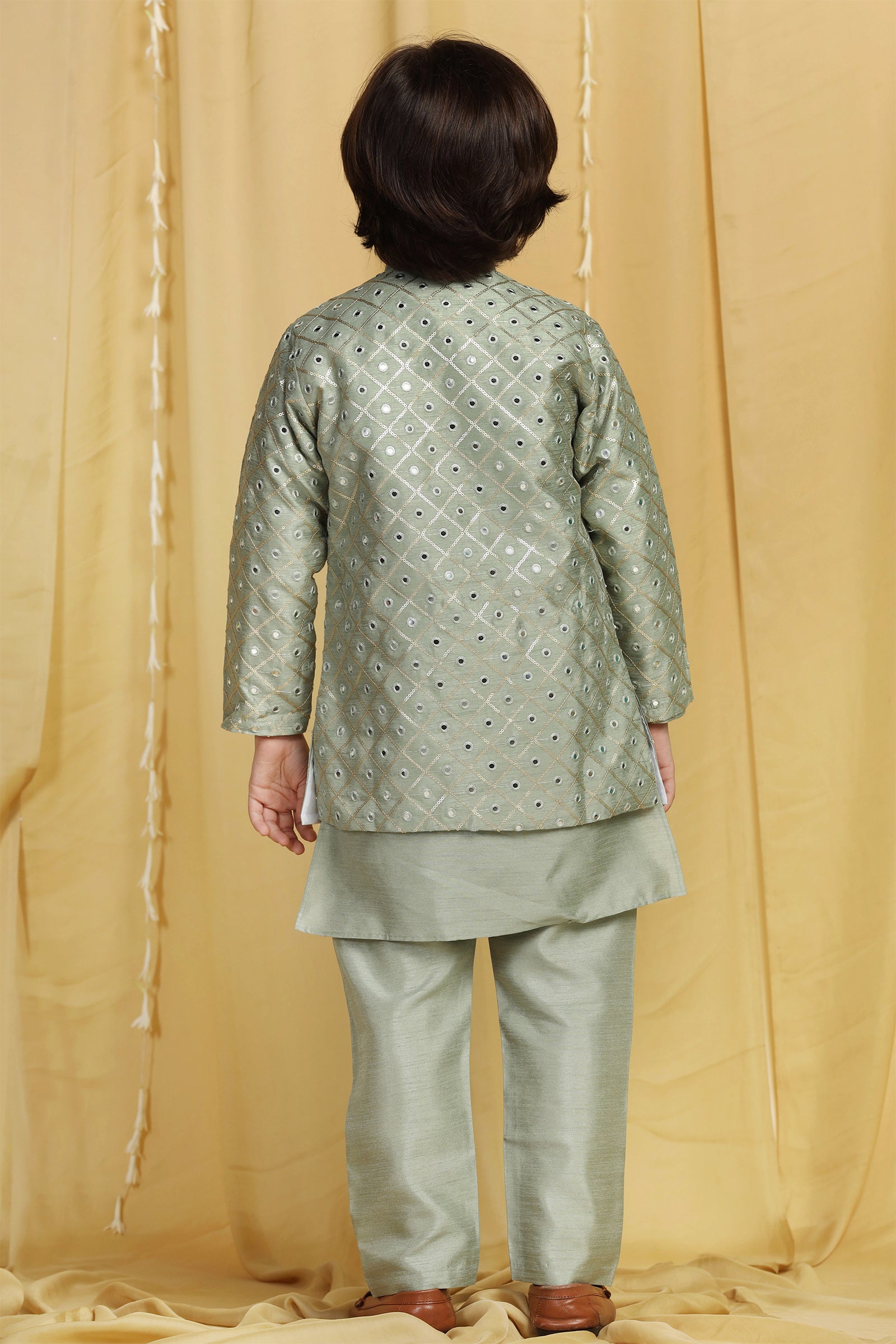 Boys Pista Solid Silk Sherwani for Kids - AJ Dezines