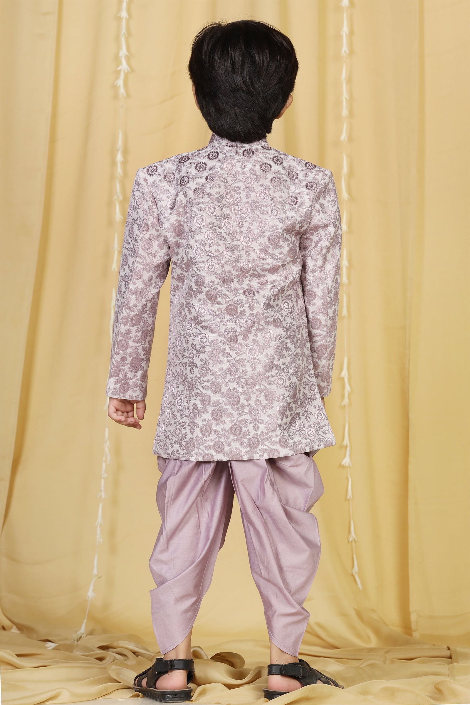 Boys Purple Jacquard Blend Sherwani for Kids - AJ Dezines