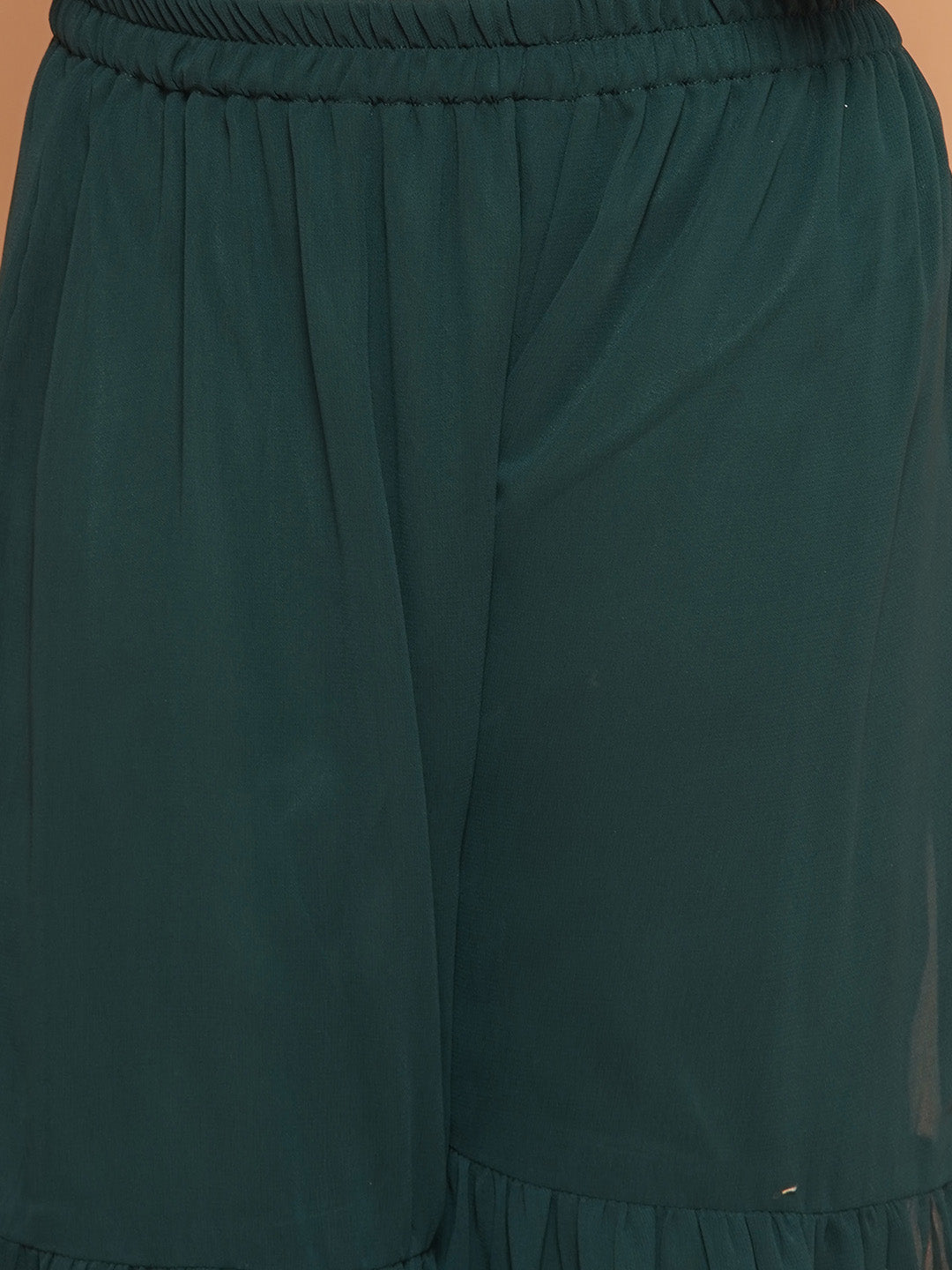 Kids Girls Green Block Print Georgette Sharara - AJ Dezines