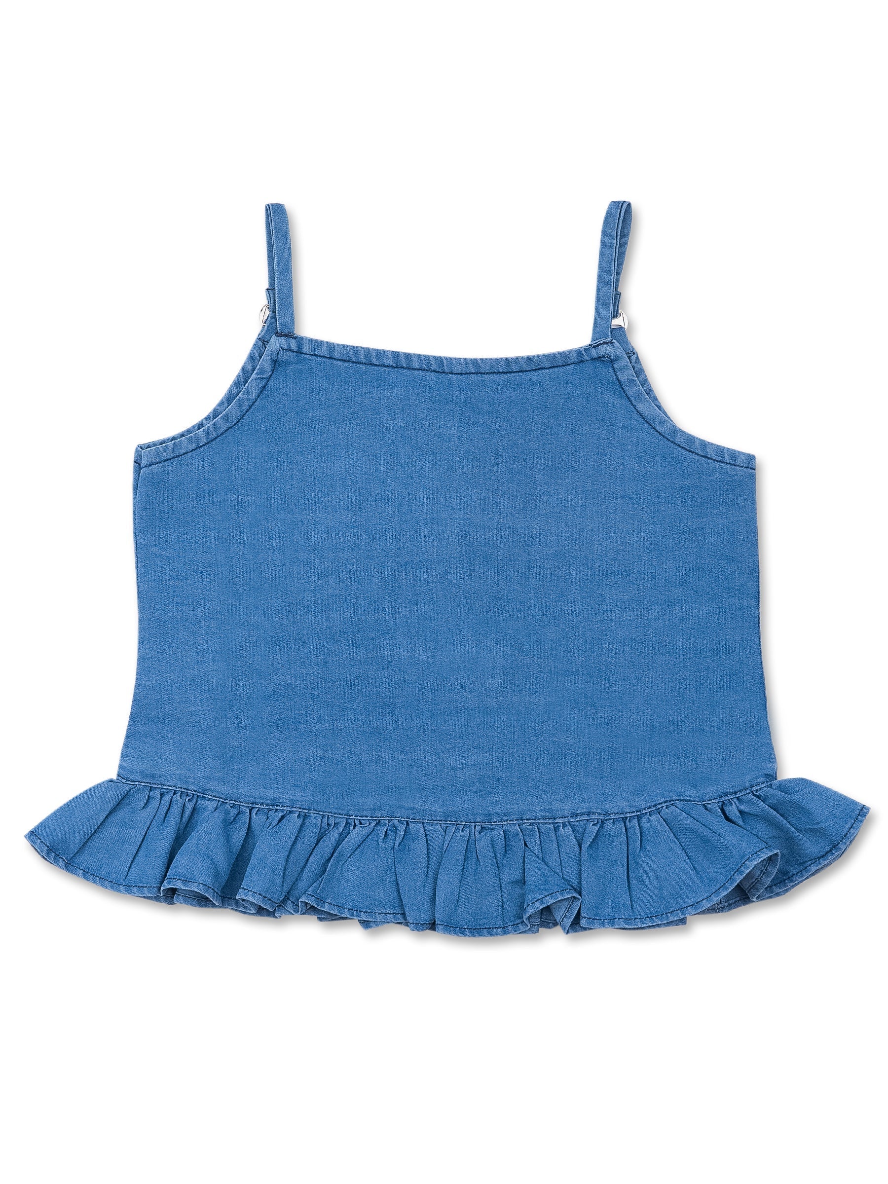 Girls Yellow Solid Denim Top & Bottom Set for Kids - AJ Dezines