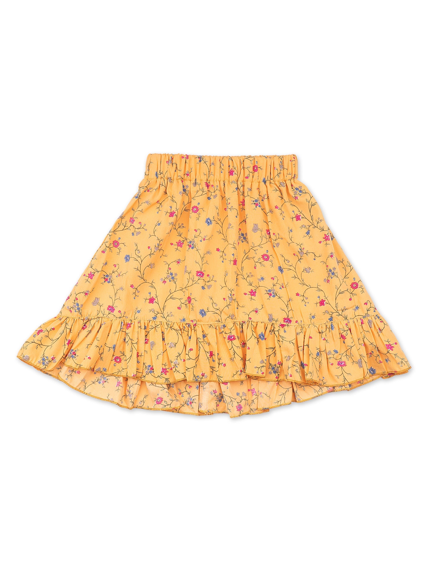 Girls Yellow Solid Denim Top & Bottom Set for Kids - AJ Dezines