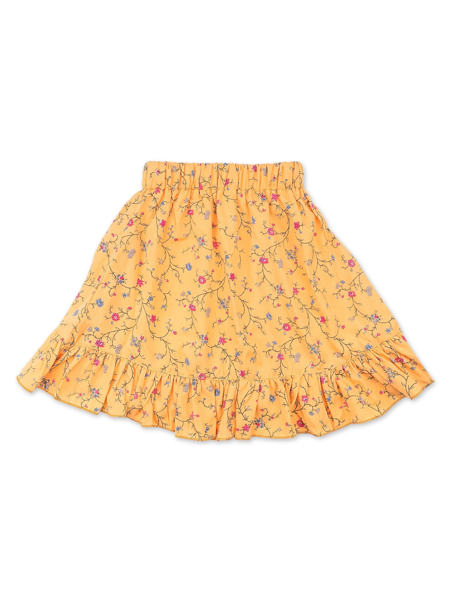 Girls Yellow Solid Denim Top & Bottom Set for Kids - AJ Dezines