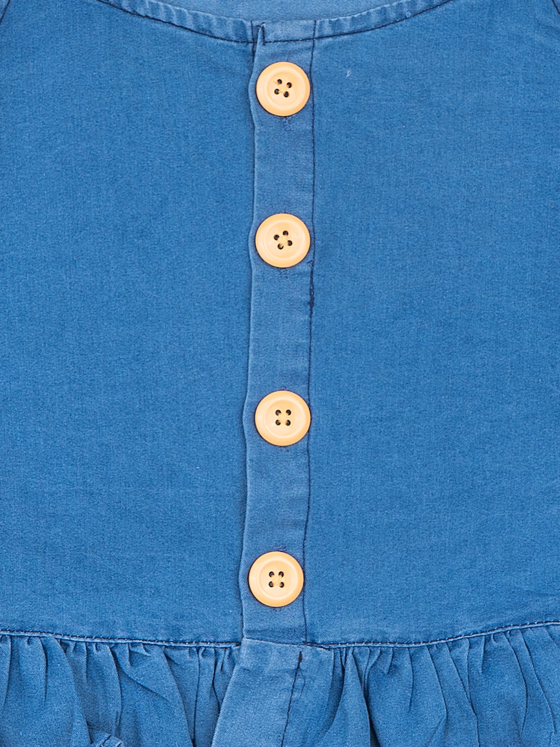 Girls Yellow Solid Denim Top & Bottom Set for Kids - AJ Dezines
