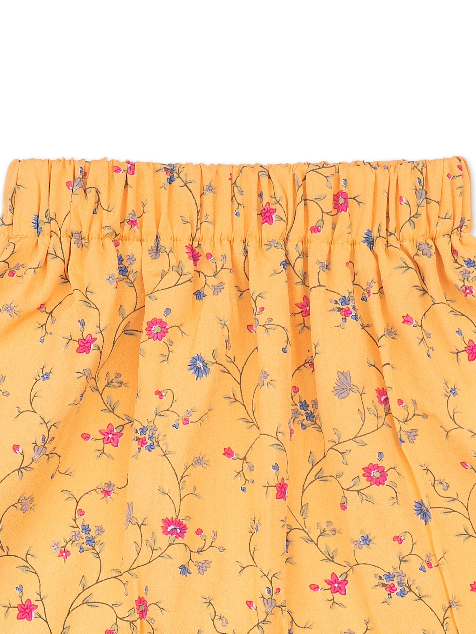 Girls Yellow Solid Denim Top & Bottom Set for Kids - AJ Dezines