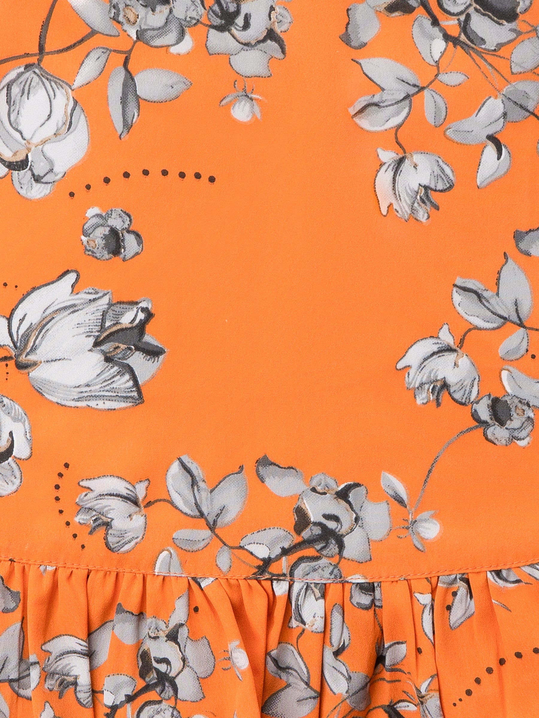 Girls Orange Floral Print Georgette Top & Bottom Set for Kids - AJ Dezines